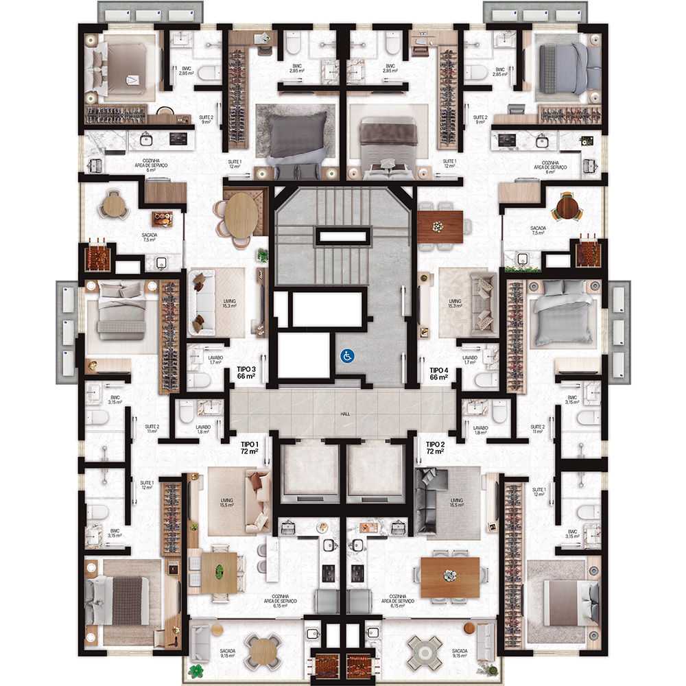 Planta - Apartamento dos sonhos em Balneário Perequê – Porto Belo. - Aguiar Corretor de Imóveis